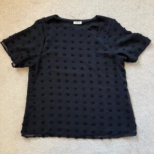 Blooming Jelly Black Polka Dot‎ Textured Blouse Shirt Top Womens Sz XL